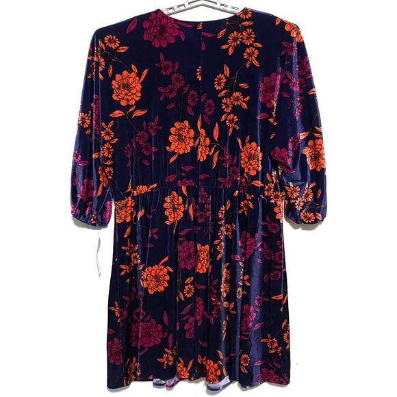 Maggy London Velvet Mini Fit & Flare Dress 3X Floral Bloomcore Prairie Boho NWT - Picture 2 of 8